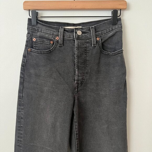 Levi's Ribcage Straight Full Length Jeans Say No Go Gray Women's Size 26 - Picture 4 of 11